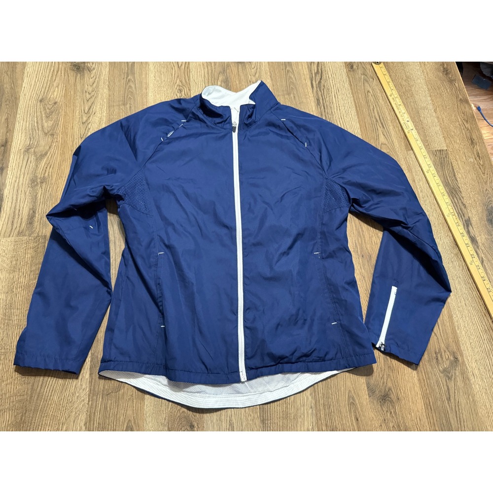 Danskin Now Windbreaker Women Large Blue Activewear Workout Full Zip Jacket